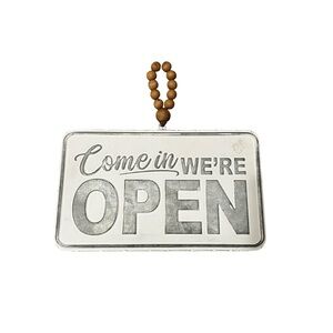 Come in We’re Open / Sorry We’re Closed Rustic Open Sign with Beaded Hanger